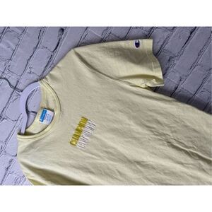 Champion Men's Medium Heritage Reflection Logo Graphic T-Shirt Lemon Glacier GT1